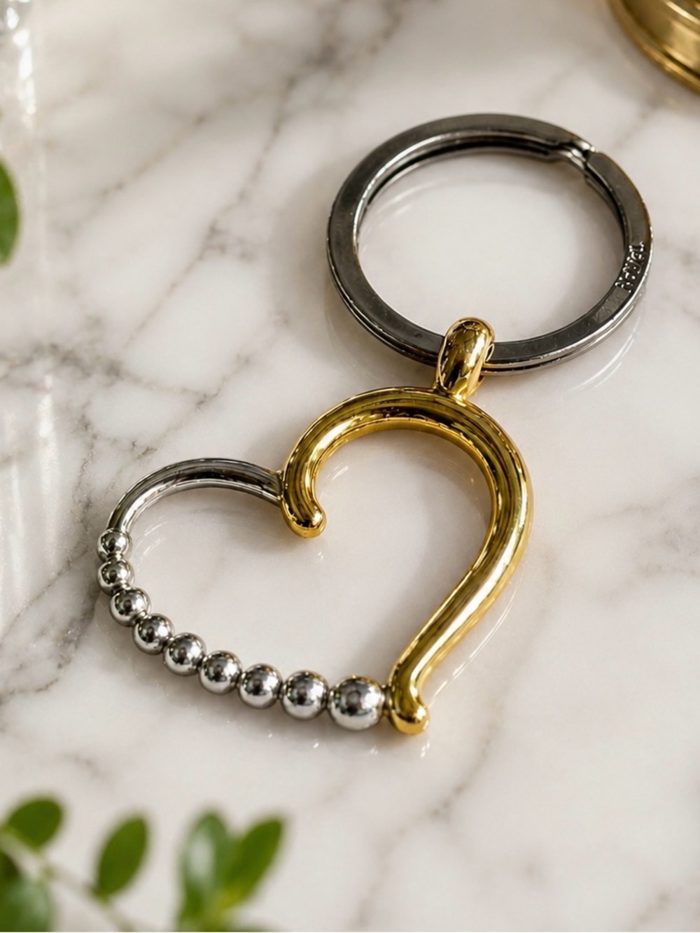 BRIGHTON Heart Keyring Key Fob - Gold & Silver Tone NWT